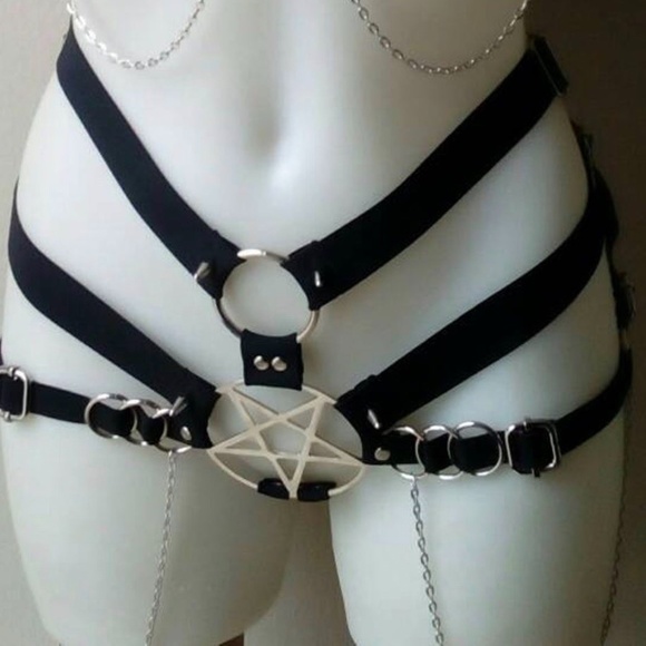 Harness Shorts Fetish Goth Pentagram Belt - Picture 4 of 4